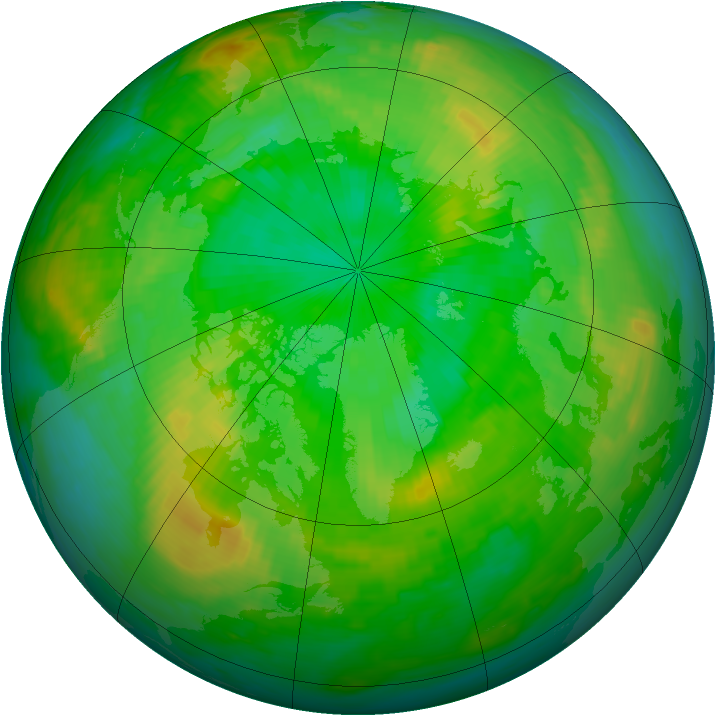 Arctic ozone map for 10 July 1985
